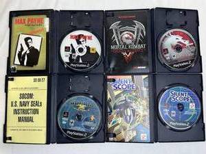 PS2 Mature Audience Game Lot (Working Condition) - Max Payne, SOCOM, Mortal Kombat, and Silent Scope