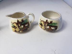 lot 43 image: English Ware Lancaster Sandland Cream and Sugar Set