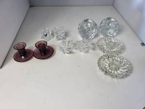 lot 58 image: Glass and Crystal Candle Holders