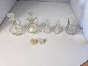 lot 59 image: Glass and Crystal Oil and Vinegar Cruets and Others