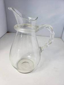 lot 64 image: Glass Pitcher with Ornate Handle
