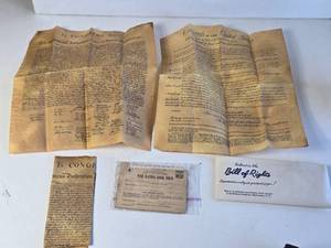 lot 269 image: War Ration Book 4 and Repro Bill of Rights and Declaration of Independance