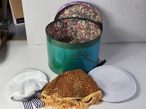 lot 313 image: Hat Box and 3 Hats