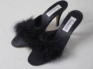 lot 325 image: Black Furry Fredericks of Hollywood High Heel Shoes  Size 8