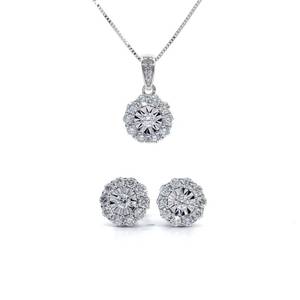 Miracle Diamond Flower Stud Earrings   Pendant Necklace in White Gold Matching Jewelry Set of 2 VIDEO