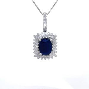 Blue Sapphire &amp Natural Diamond Box Chain Necklace in 14k White Gold $1999 Retail Value VIDEO