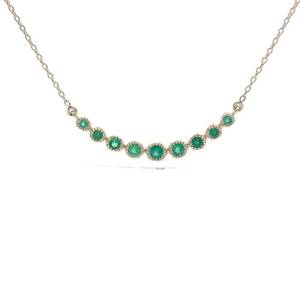 Modern Trends Emerald Bezel Curved Bar Layering Necklace in 14k Yellow Gold $1,799 Retail