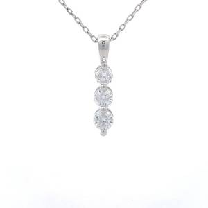 0.50ct Diamond Three-Stone Past, Present &amp Future Anniversary Journey Pendant &amp Adjustable Chain Necklace in White Gold $1,860 Retail VIDEO