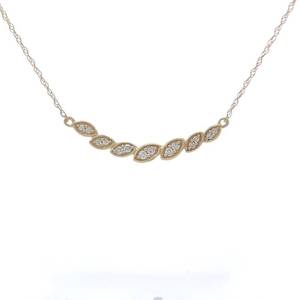 Natural Diamond Raindrop Leaf Curved Bar Layering Necklace in Yellow Gold
