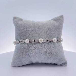 BRAND NEW White Shimmering Pearl & Diamond Deco Bracelet in a Rustic Finish & Bright Shine Finish VIDEO
