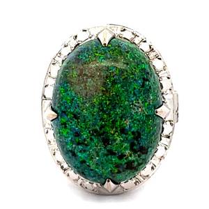 10 Carat Large Black Opal Bezel Basket Estate Ring in 18k White Gold $2,899 Retail