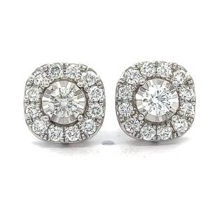1 Carat Diamond Miracle Cluster Stud Earrings in White Gold $1,660 Retail VIDEO