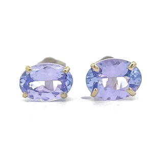 1.25 Carat Tanzanite Oval Solitaire Stud Earrings in 14k White Gold VIDEO