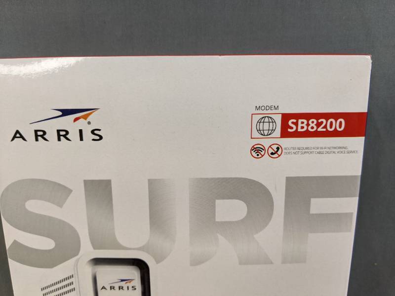 lot 22 image: Brand New ARRIS Surfboard DOCSIS 3.1 Gigabit Cable Modem, Approved for Cox, Xfinity, Spectrum & Others, - New Condition $136 Retail Y