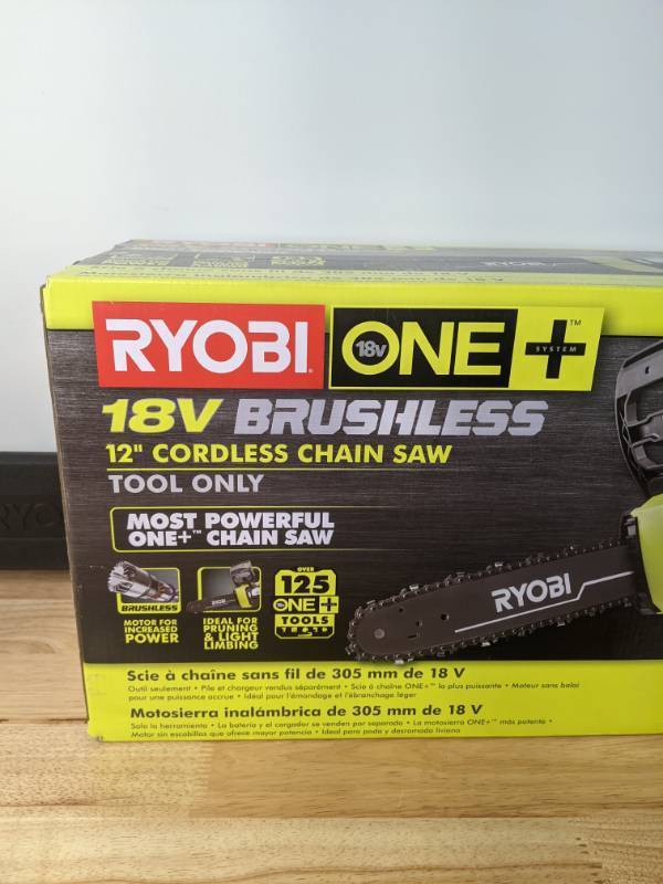 lot 20B image: Brand New Ryobi ONE 18V Brushless 12 in. Battery Chainsaw N