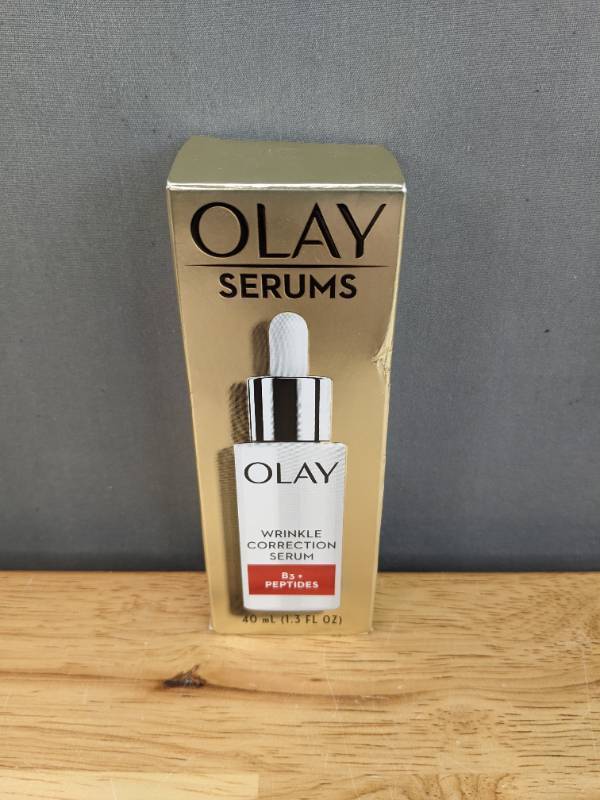 lot 8D image: Brand New Olay Regenerist Ultra Rich Face Moisturizer, Everyday Care for All Skin Types, 1.7 oz and Olay Wrinkle Correction Serum with Vitamin B3 Collagen Peptides, 1.3 fl oz L