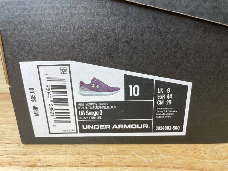 lot 43A image: Brand New Under Armour UA Surge 3 Blue Athletic Shoes Mens 10 X