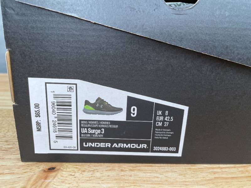 lot 48A image: Brand New Under Armour UA Surge 3 Neon Athletic Shoes Mens 9 X