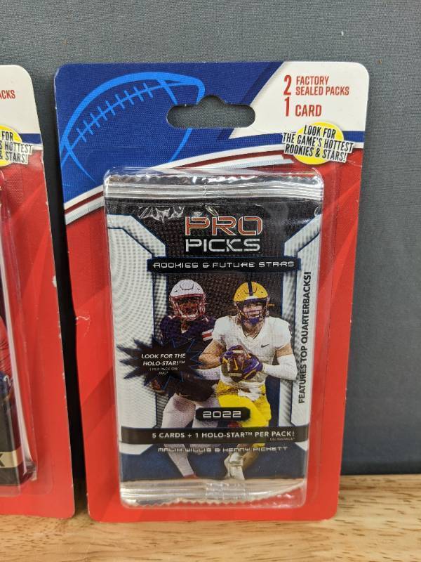 lot 46B image: 12 Brand New 2022 Pro Picks NFL Football Card Packs & 6 Cards I