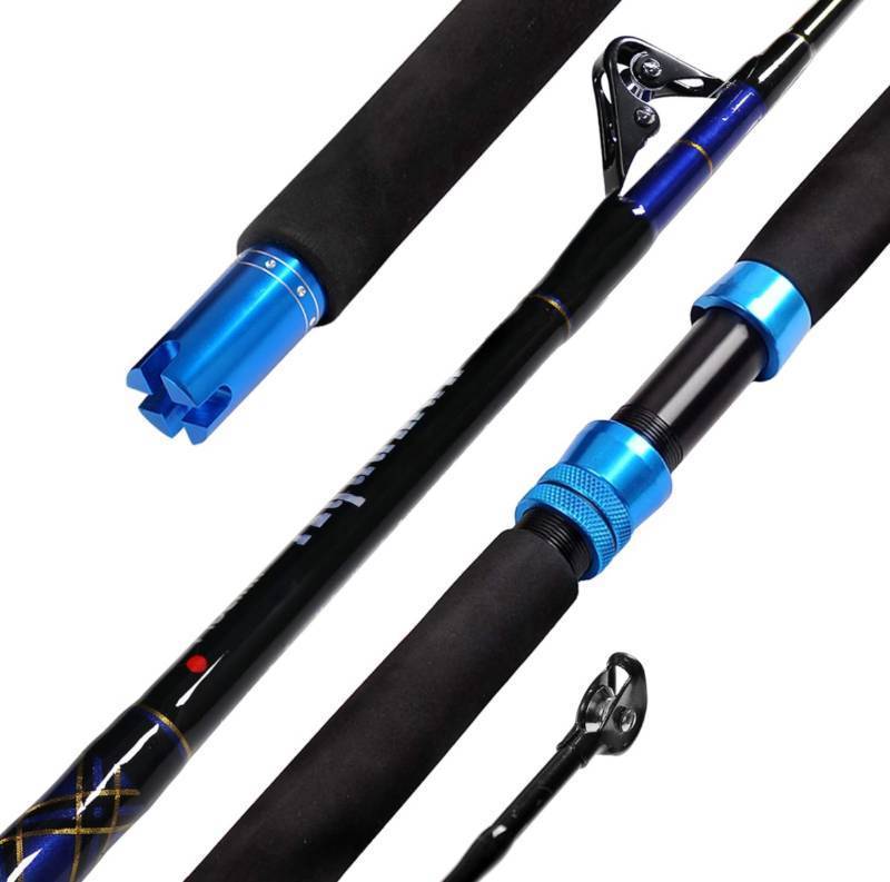 lot 55A image: New Fiblink 1-Piece Saltwater Offshore Trolling Rod (6, 80-120lb Line) and Carrying Case T