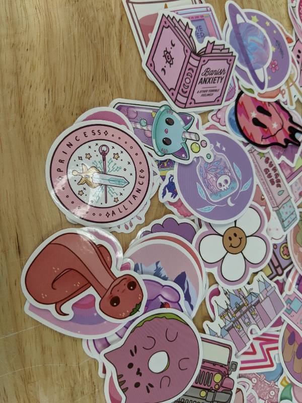 lot 41B image: (105) New Assorted Pink and Purple Aesthetic Stickers F