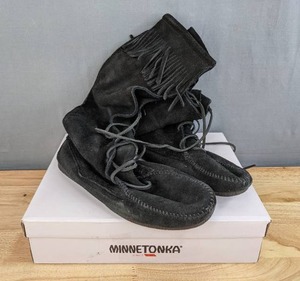 lot 23E image: Minnetonka Moccasin Mens Front Lace Knee High Boot Size 11 N