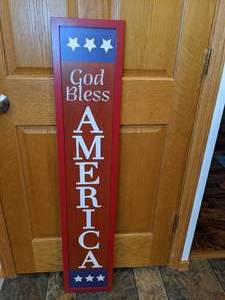 lot 406 image: New God Bless America Sign 48 High P