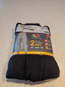 lot 417 image: New Fruit of the Loom Mens Thermal Pants Two Pair Black Size Medium P
