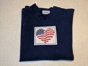 lot 420 image: Taylor Navy Blue Pullover American Flag Patch Womens Size SM P