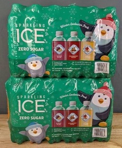 lot 99 image: New (47 Bottles) Sparkling Ice Flavored Sparkling Water (Sugar Plum, Cranberry Frost, Apple Cider) H