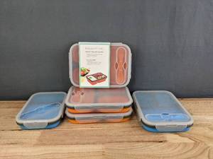 lot 113 image: (5) Household Trends Silicone Collapsible Lunch Boxes H