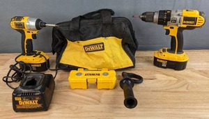 lot 14 image: DEWALT XRP 12-in 18-volt Variable Speed Cordless Hammer Drill, 14 18V Cordless Impact Driver, 1 Hour Battery Charger and Drill Bits H