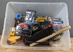 lot 125 image: Assortment of Tools and Hardware Wagner Heat Gun, DeWalt Chalk Line, Hammer, Screwdrivers, Concrete Anchors, Valves, and Much More H