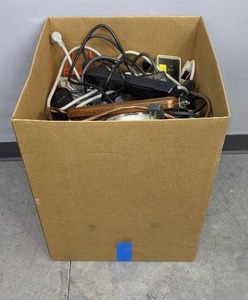 lot 199 image: Miscellaneous Box of CablesCords, Power Strips, Surge Protector, Etc. H