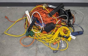 lot 196 image: Assortment of Extension Cords, Power Strips, Light, Etc. H