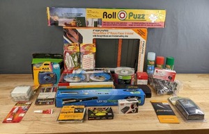 lot 202 image: Assortment of Office Supplies Home Office 12 Rotary Paper Trimmer, Roll Puzz, Colored Pencils, Super Glue, Kodak Max, Medium Binder Clips, Long Reach Stapler, Matter Photo Paper, LightScribe HP DVD-R Discs and More H