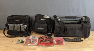 lot 181 image: Lot of New Tools and Accessories 3 McGuire-Nicholas Tool Totes, McGuire-Nicholas Drill Holster, SKIL Drill Bit Set and Weiler Vortex Wheel Brush H