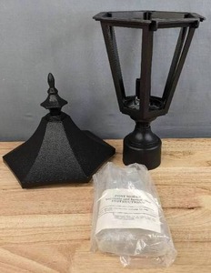lot 74B image: New Vanguard Craftlite Inc. Black with Clear Texture Light Fixture H