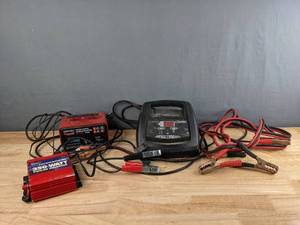lot 218 image: Century Battery Charger (87062C), Vector Powerforce Power Inverter, Schumacher Battery Charger H