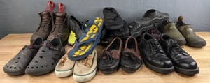 lot 356 image: Assortment of Mens Shoes Sneakers, Boots, Flip Flops, Slides, Slippers in Sizes 8.5-11 (Nike, Irish Setter, Utility) H