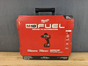 lot 7 image: Brand New Milwaukee M18 FUEL 18V Lithium-Ion Brushless Cordless 12 in. Hammer Drill Driver Kit with Two 5.0 Ah Batteries and Hard Case O