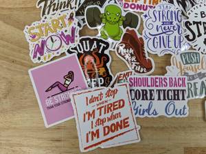 lot 70C image: 50 Motivational Workout Stickers Squat Running Gym Lifting Muscle N