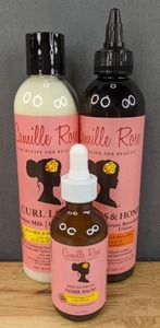 lot 51B image: Brand New Camille Rose Curl Love Leave-in Conditioning Cream, Cocoa Nibs  Honey Ultimate Strength Serum and Rejuva Drops Grow Back $45 Retail I