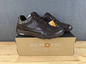 lot 47C image: Brand New ZEROTIE Shoes Brown Mens Size 10 Hands Free No Tie Rocky Ledge Z