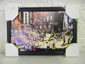 lot 6 image: ED BIG DADDY ROTH  DAVE MANN 66 - STOPPING CHICAGE PEACE DEMONSTRATION TEXTURED PRINT  PROFESSIONALLY FRAMED - RARE FANTASTIC PIECE - NEW OLD STOCK - APPROX 19 By 13 - SEE PICTURES