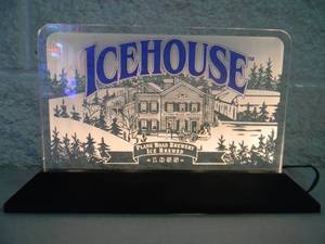 lot 10 image: VINTAGE 1994 ICEHOUSE EDGE WEDGE ILLUMINATED BACK BAR SIGN - WORKS - NICE COOL PIECE - APPROX 10 By 6 - SEE PICTURES