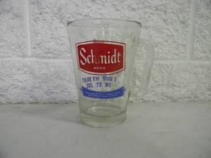 lot 20 image: VINTAGE Schmidt Beer - LARGE BEER MUG I GOT MY BRAT IN ST. JOE - GREAT OLD SCHOOL PIECE - SEE PICTURES