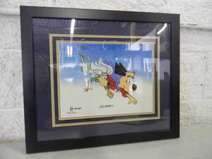 lot 27 image: RARE UNDERDOG AWAY WE GO SIGNED By Joe Harris SILK SCREEN LIMITED EDITION 547 0f 1000 ANIMATION CEL  PROFESSIONALLY FRAMED wCOA - FANTASTIC PIECE - APPROX 20 By 17 - SEE PICTURES
