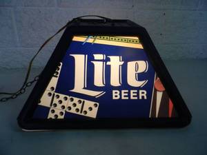 lot 35 image: Vintage Miller Lite Hanging Light Special Reserve Beer Poker Pool Rec - WORKS - NICE - FANTASTIC RARE PIECE - SEE PICTURES