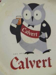 lot 38 image: VINTAGE CALVERT Clear Heads Choose Calvert WISE OWL ADVERTISING BAR PLATE SIGN - NICE - GREAT OLD SCHOOL PIECE - GREAT CHRISTMAS GIFT - APPROX 10 - SEE PICTURES